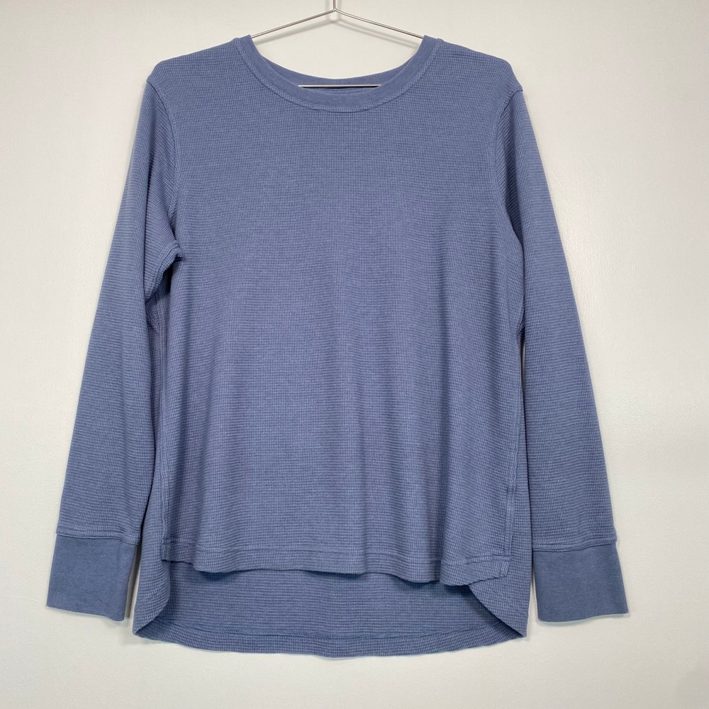 Duluth Women Long Sleeve Waffle Knit Thermal Top Blue 80258 B22